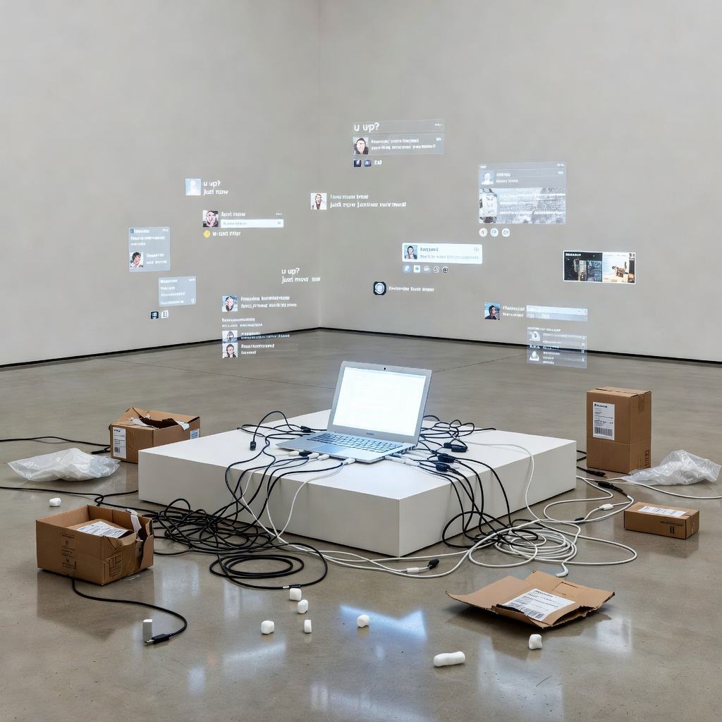 Laptop on plinth — photographic installation